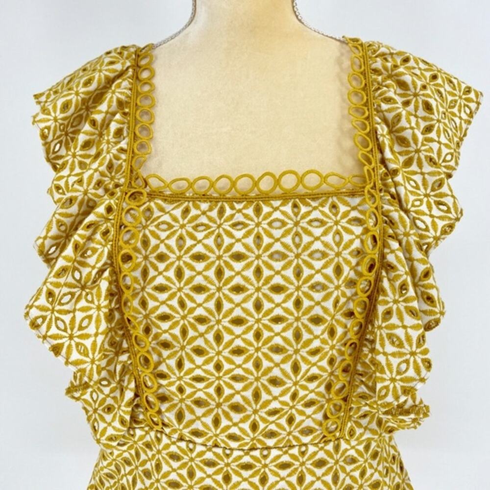 New TOPSHOP Women's Dress Size 8 Broderie Eyelet Mini Ruffle Sleeveless Summer - Picture 4 of 9